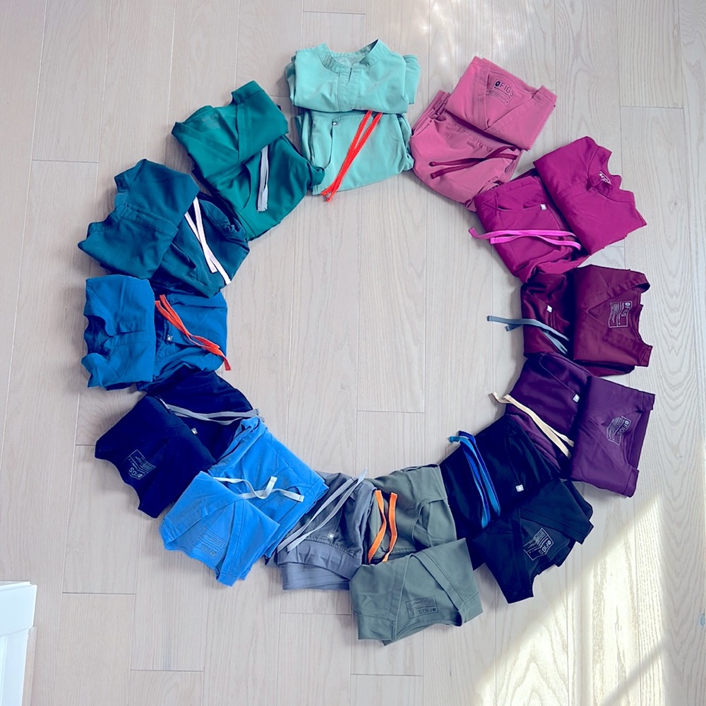FIGS SCRUBS: Catarina, Rafaela Tops & Zamora, Kade, Livingston Pants